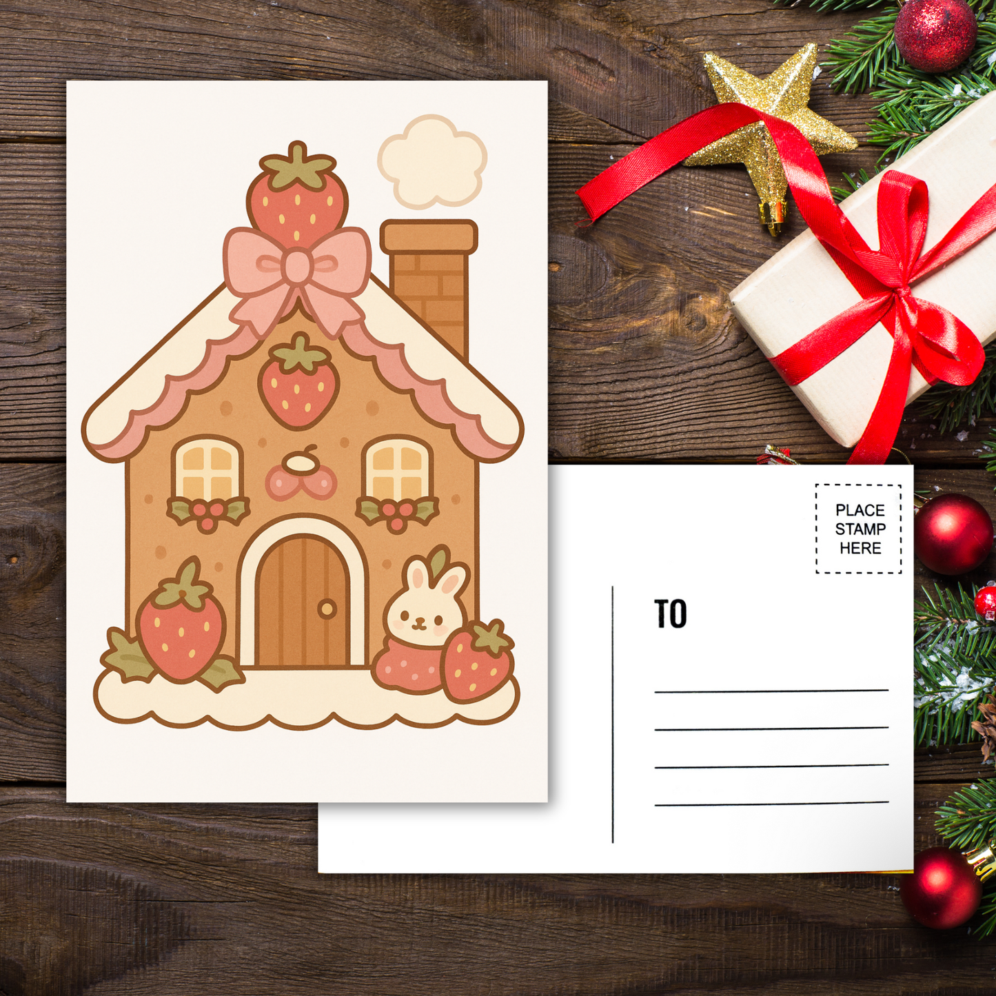 Kawaii Merry Christmas Postcard 15 Sunny Sky Studio