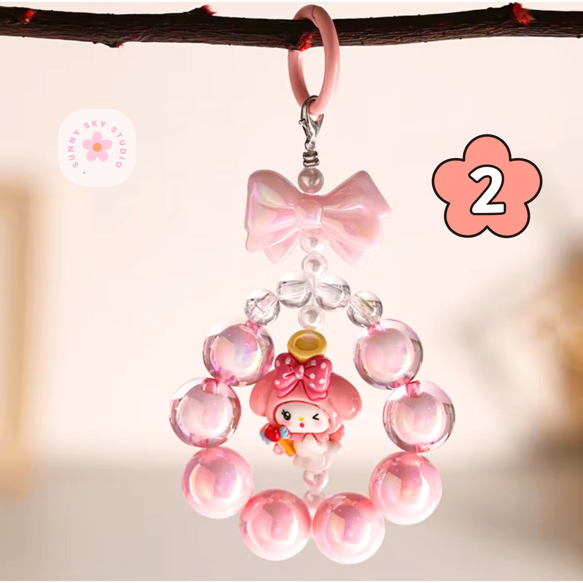 Beaded Acrylic Keychain – Colorful Charm 2 Sunny Sky Studio