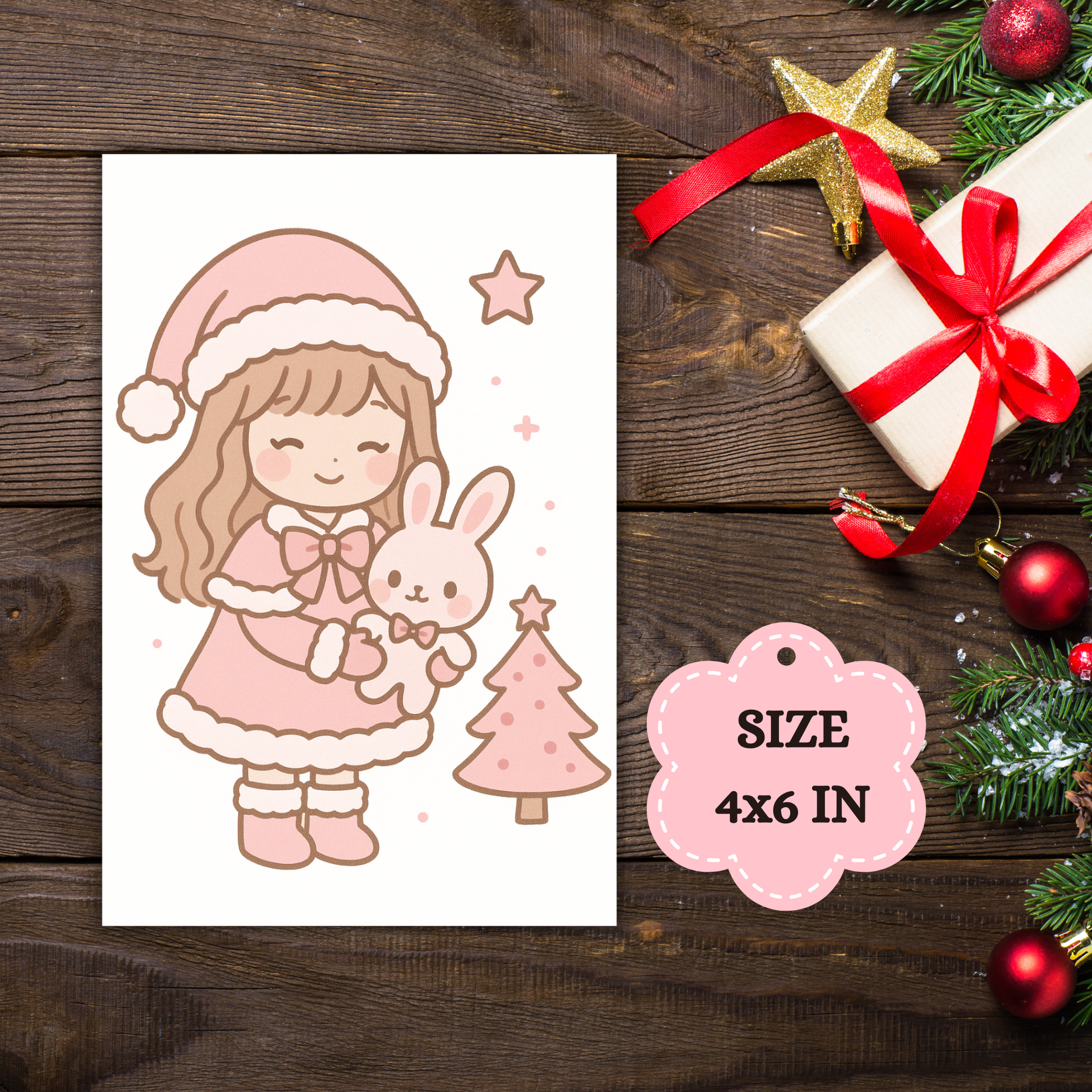 Kawaii Merry Christmas Postcard 11 Sunny Sky Studio