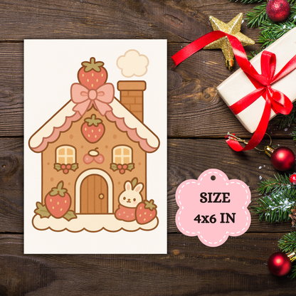 Kawaii Merry Christmas Postcard 15 Sunny Sky Studio