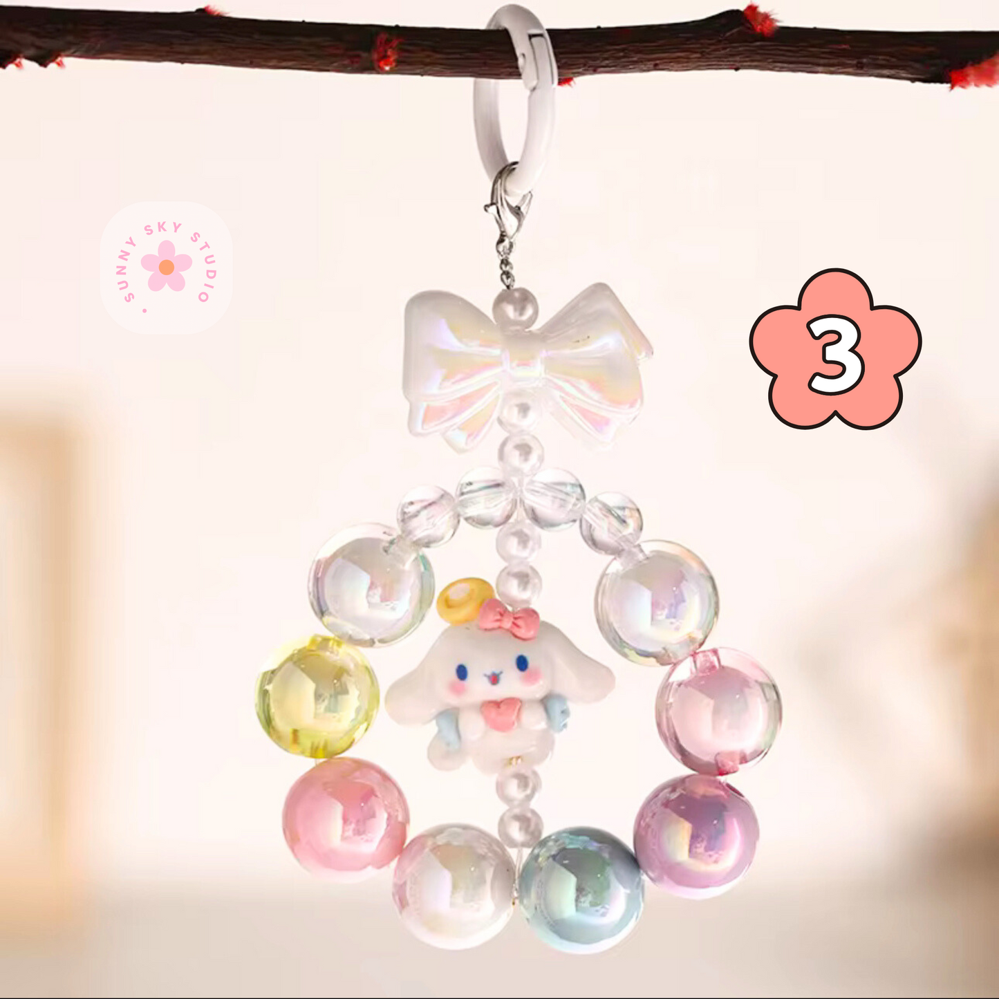 Beaded Acrylic Keychain – Colorful Charm 3 Sunny Sky Studio