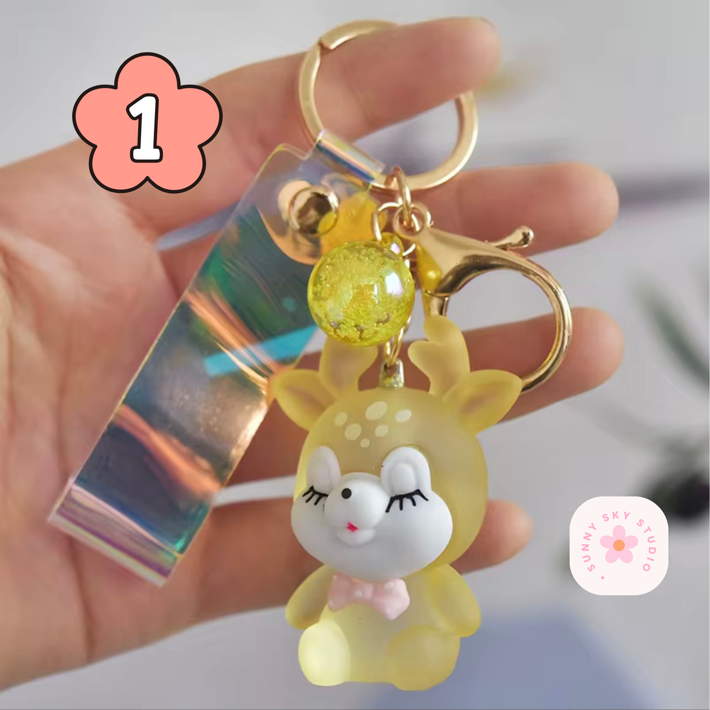 LED Acrylic Christmas Deer Keychain 1 Sunny Sky Studio