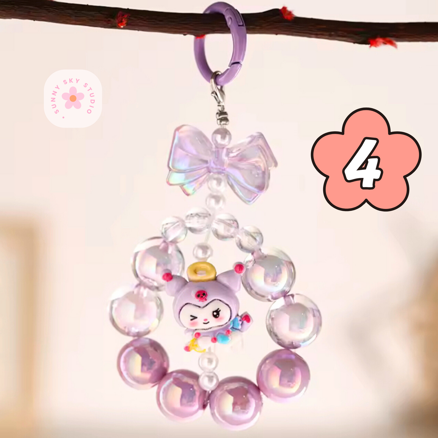 Beaded Acrylic Keychain – Colorful Charm 4 Sunny Sky Studio