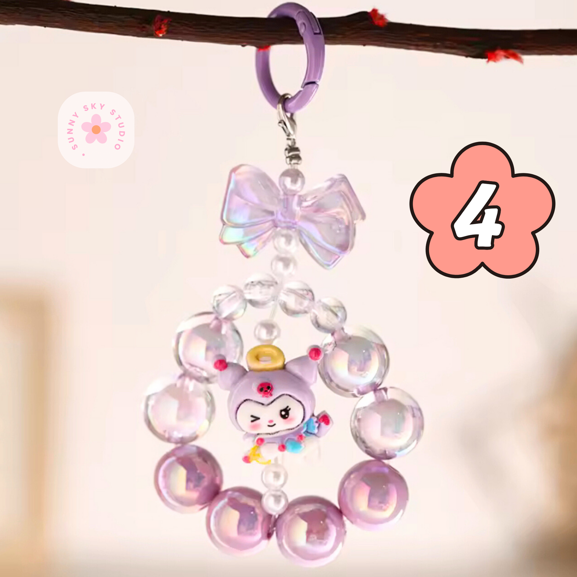 Beaded Acrylic Keychain – Colorful Charm 4 Sunny Sky Studio