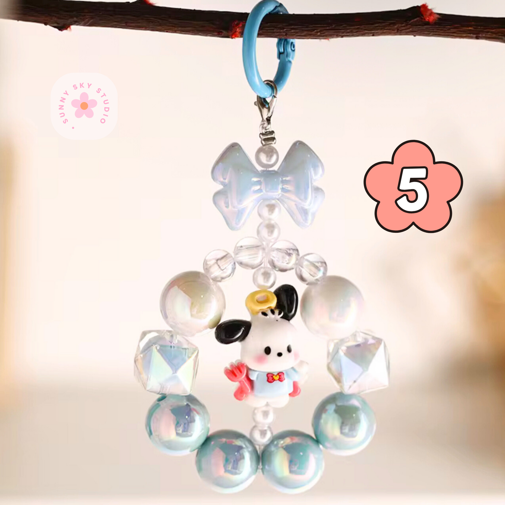 Beaded Acrylic Keychain – Colorful Charm 5 Sunny Sky Studio