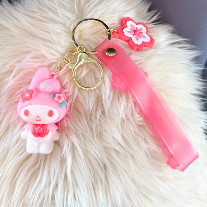Kawaii 3D Silicone Keychain: Pink Character Charm 1 Sunny Sky Studio