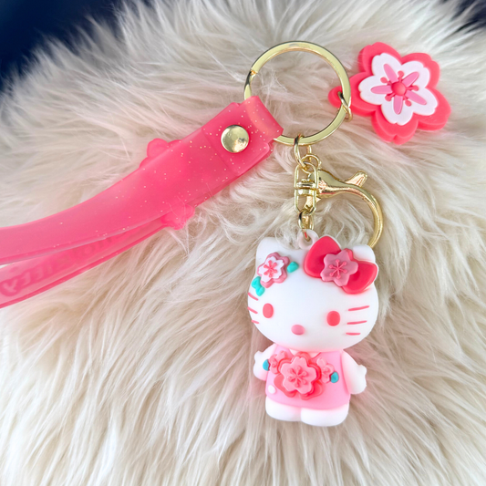 Kawaii 3D Silicone Keychain: Pink Character Charm 3 Sunny Sky Studio