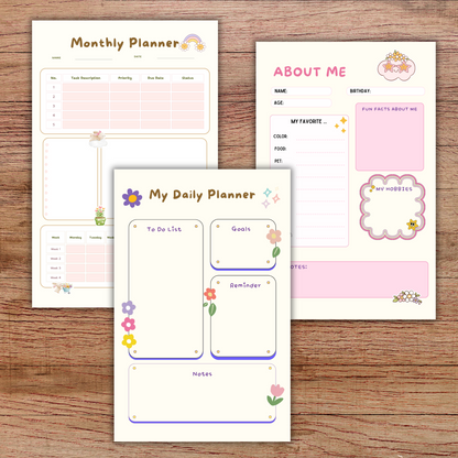 Custom A5 Handmade Planner Notebook – Beautiful Layout with 60 Pages Sunny Sky Studio