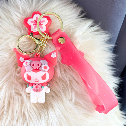 Kawaii 3D Silicone Keychain: Pink Character Charm 5 Sunny Sky Studio