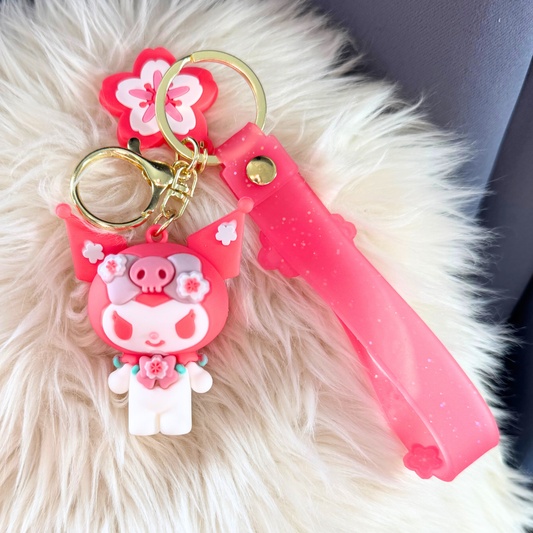 Kawaii 3D Silicone Keychain: Pink Character Charm 5 Sunny Sky Studio