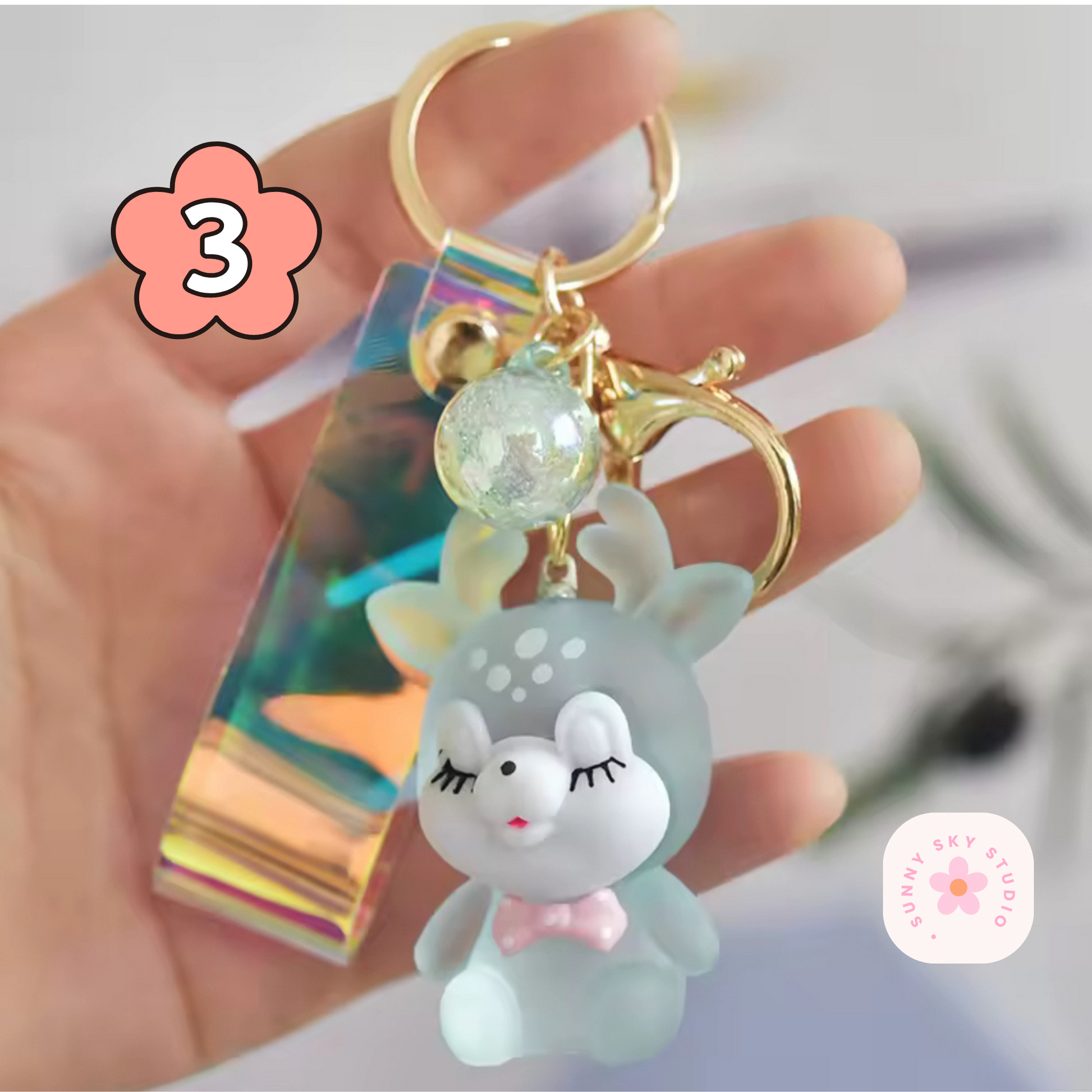 LED Acrylic Christmas Deer Keychain 2 Sunny Sky Studio