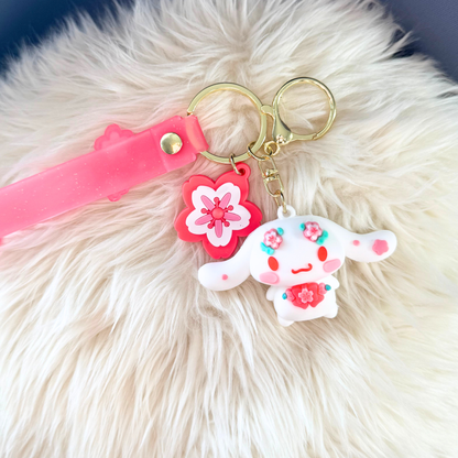 Kawaii 3D Silicone Keychain: Pink Character Charm 4 Sunny Sky Studio