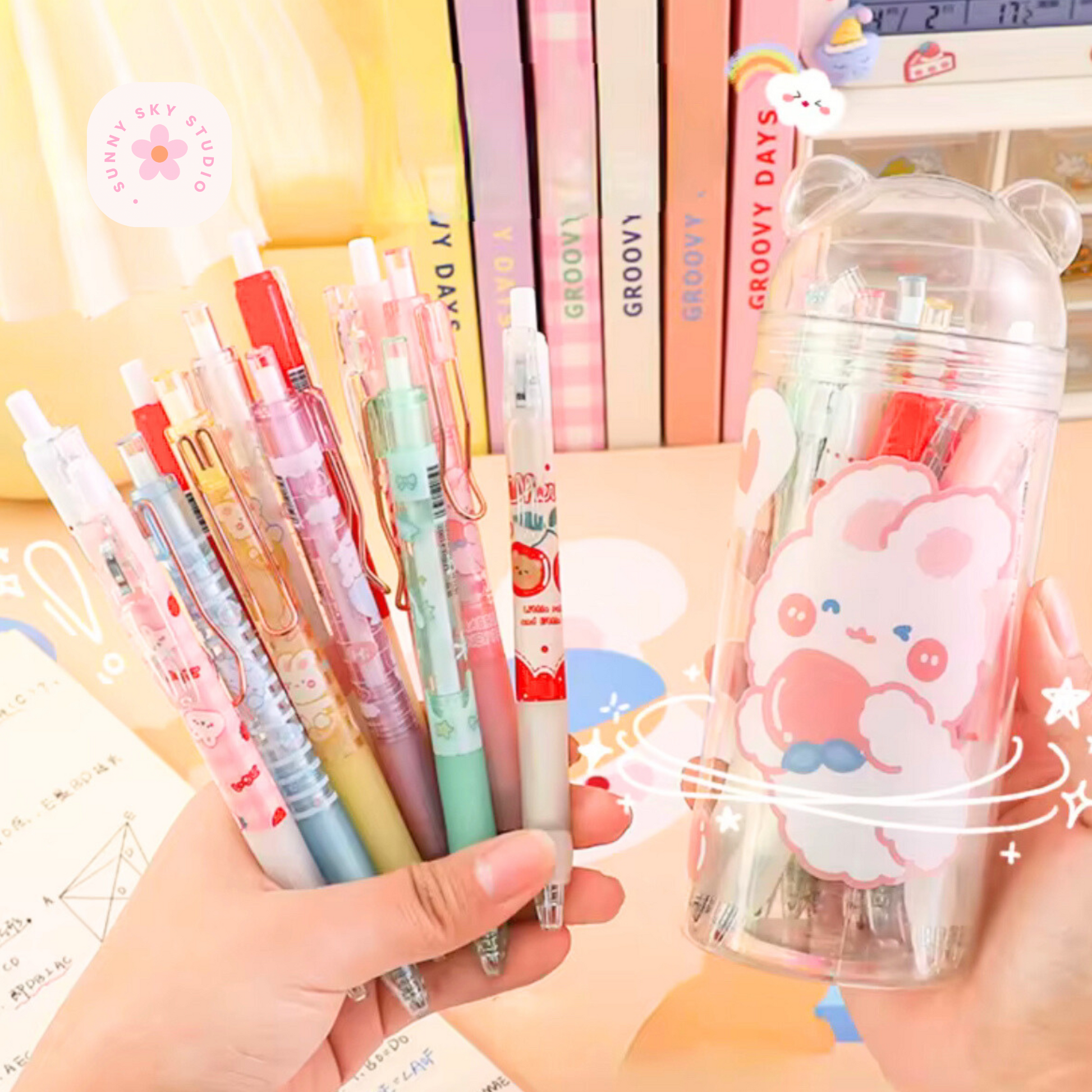 Cartoon Animals Gel Pen Set 12-Piece Sunny Sky Studio