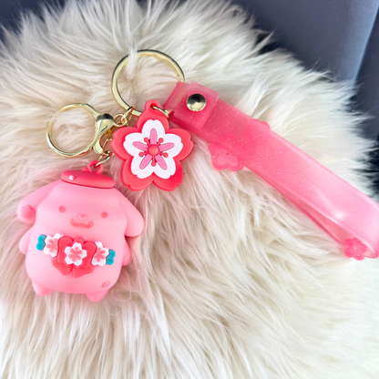 Kawaii 3D Silicone Keychain: Pink Character Charm 2 Sunny Sky Studio