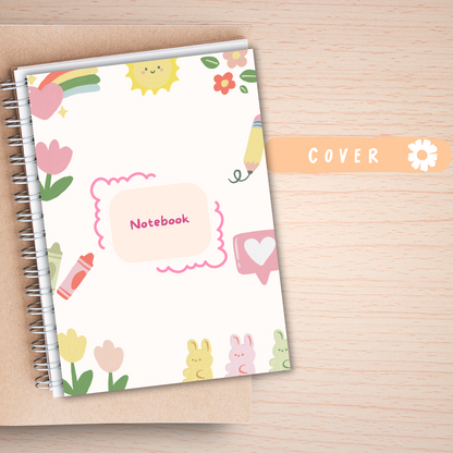 Cute A5 Notebook – 60 Pages + 2 Bonus Sticker Sheets – 5 Cover Designs Sunny Sky Studio