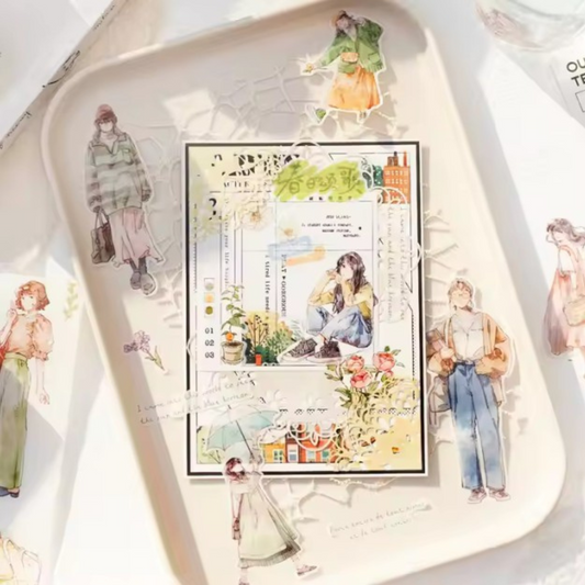 Roll Suite Series Decorative Tape – Water-Activated, Character Scenery Design Sunny Sky Studio