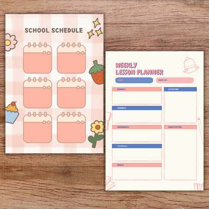Student Schedule Notebook Planner A5– 60 Pages + 2 Bonus Sticker Sheets Sunny Sky Studio