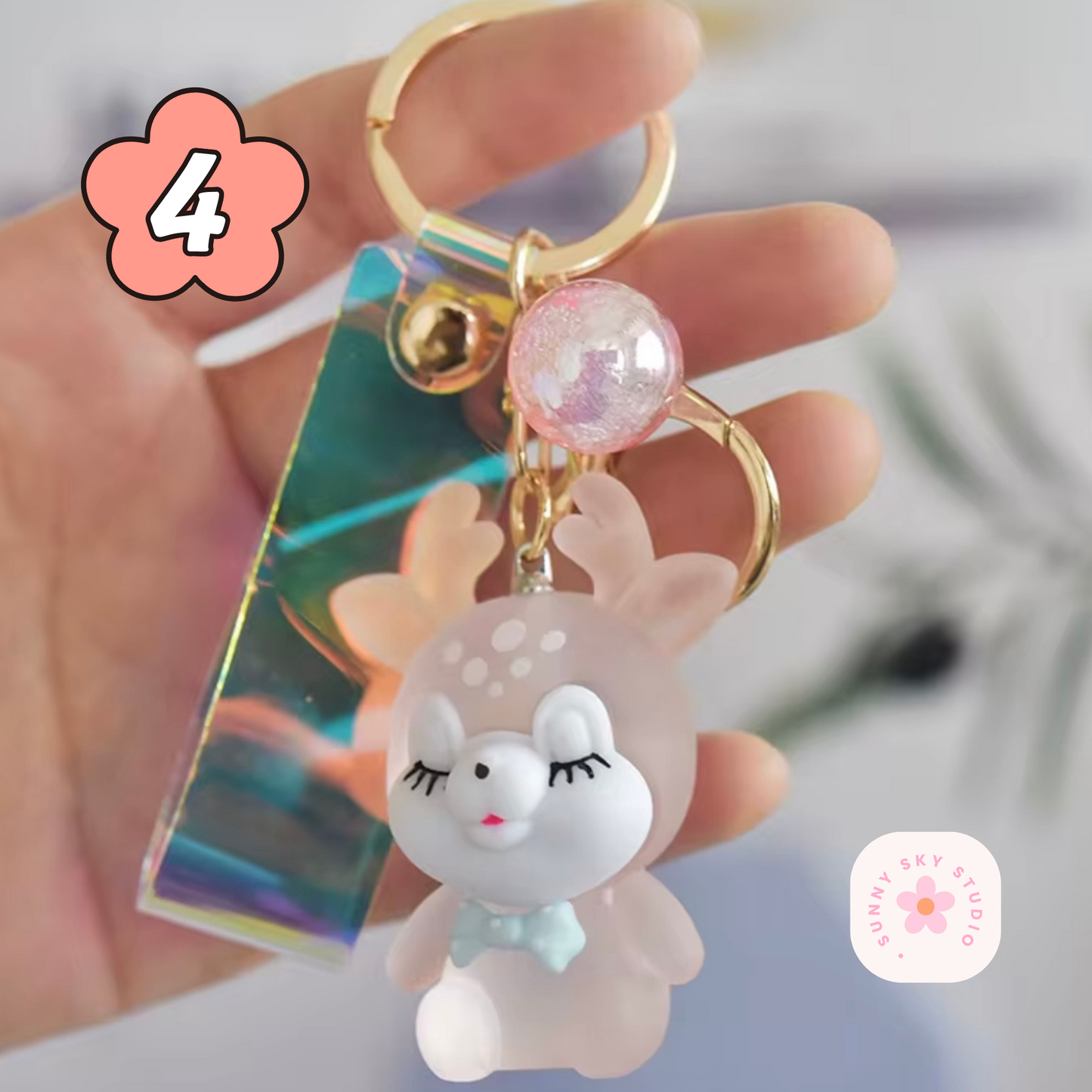 LED Acrylic Christmas Deer Keychain 4 Sunny Sky Studio