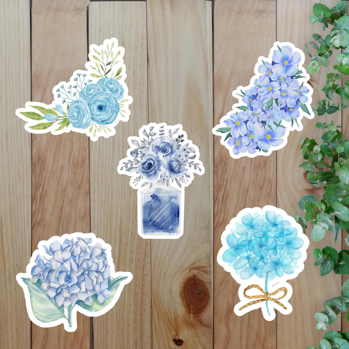 Blue Flower Sticker (20-Piece) Sunny Sky Studio