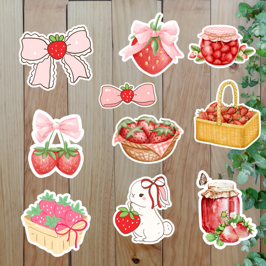 Strawberry Stickers (20-Piece) Sunny Sky Studio