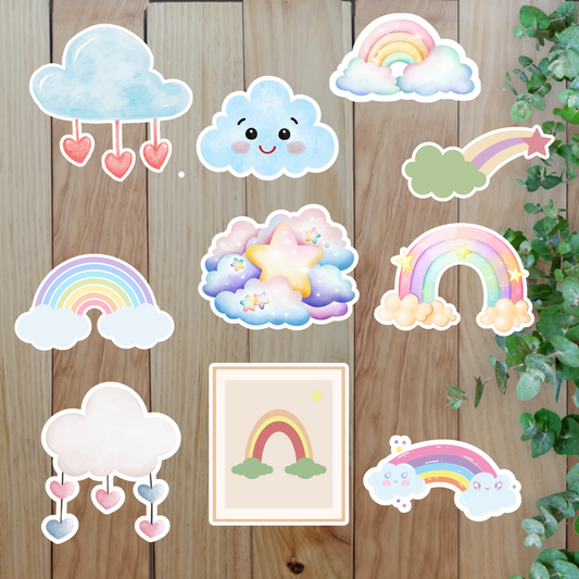 Rainbow & Cloud Stickers (20-Piece) Sunny Sky Studio