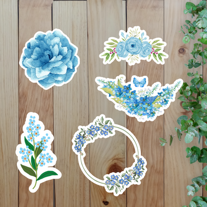Blue Flower Sticker (20-Piece) Sunny Sky Studio