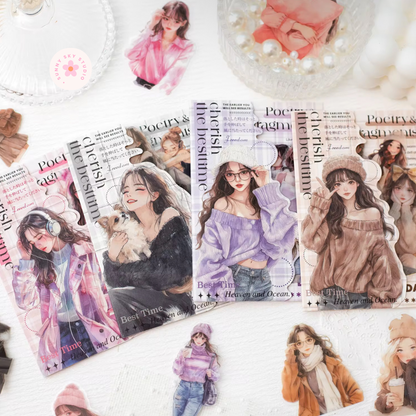 4 Packs - 30 Sheets Sticker Korean Girl Theme a Pack Sunny Sky Studio