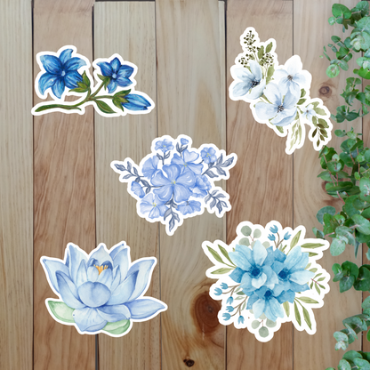 Blue Flower Sticker (20-Piece) Sunny Sky Studio