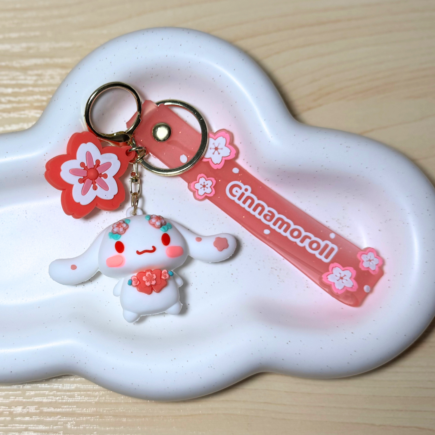Kawaii 3D Silicone Keychain: Pink Character Charm 4 Sunny Sky Studio