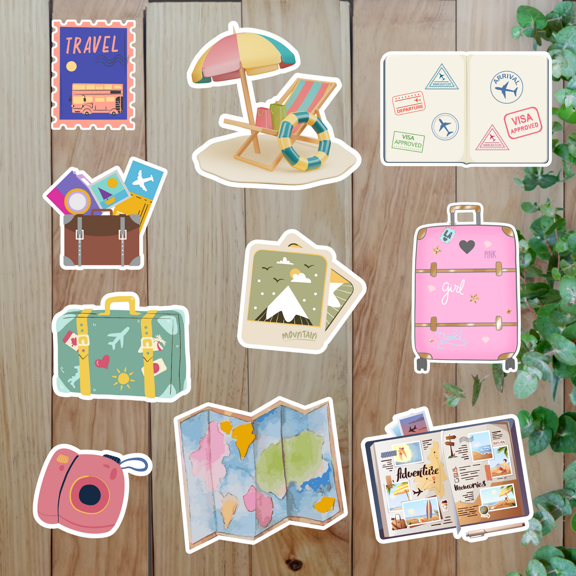 Adventure & Travel Stickers (20 Pieces) Sunny Sky Studio
