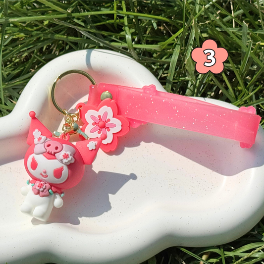 Kawaii 3D Silicone Keychain: Pink Character Charm 3