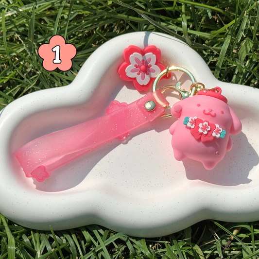 Kawaii 3D Silicone Keychain: Pink Character Charm 1