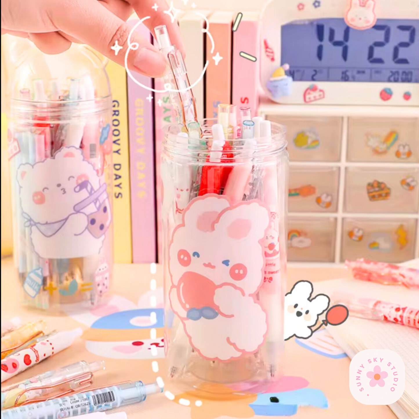 Cartoon Animals Gel Pen Set 12-Piece Sunny Sky Studio