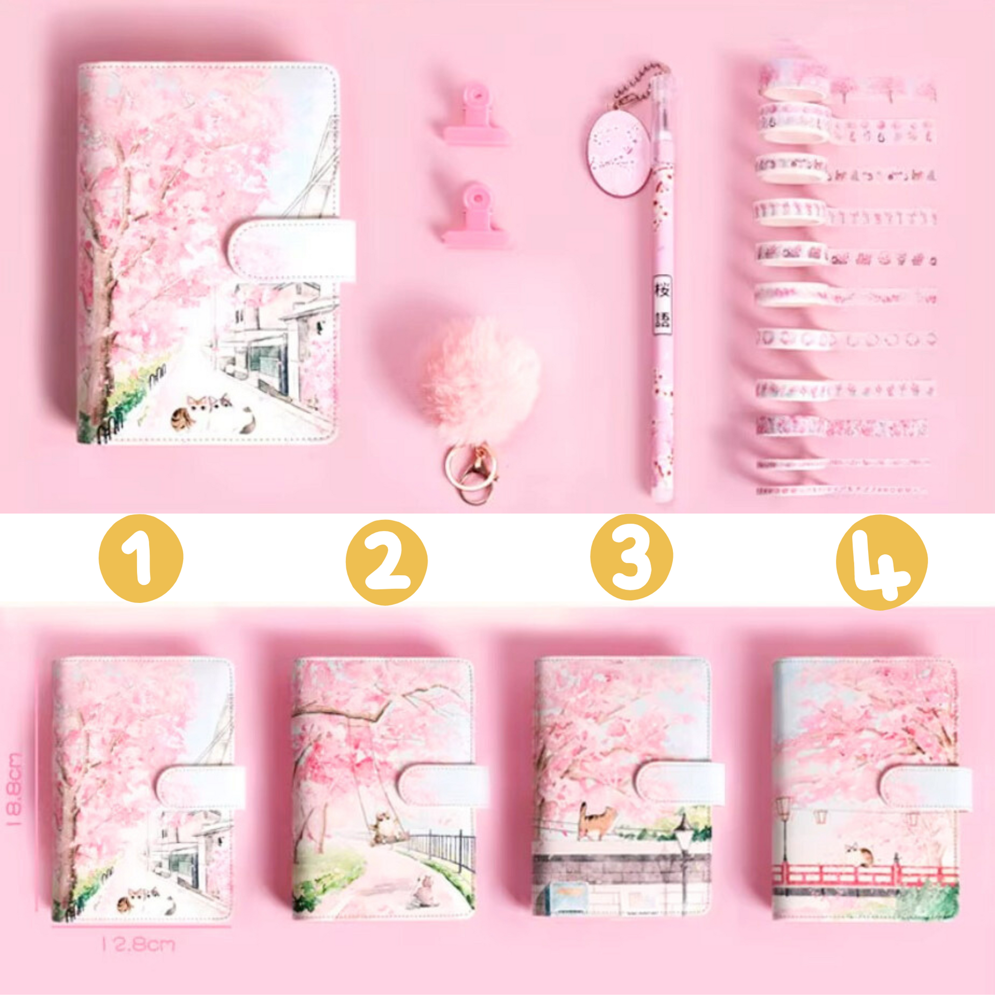 Creative Korean Cherry Blossom Gift Set – A6 Hardcover Notepad Sunny Sky Studio