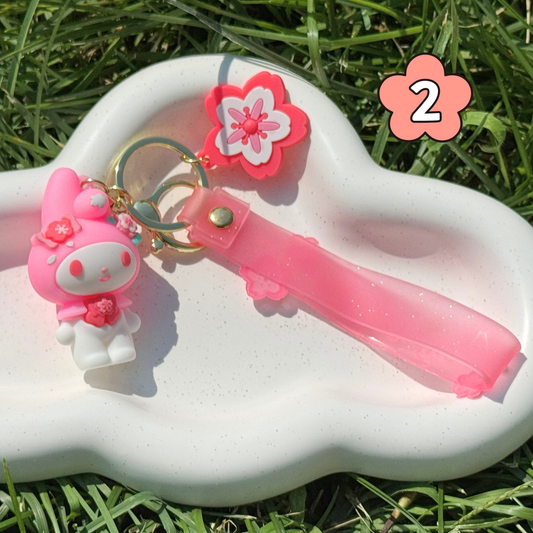 Kawaii 3D Silicone Keychain: Pink Character Charm 2