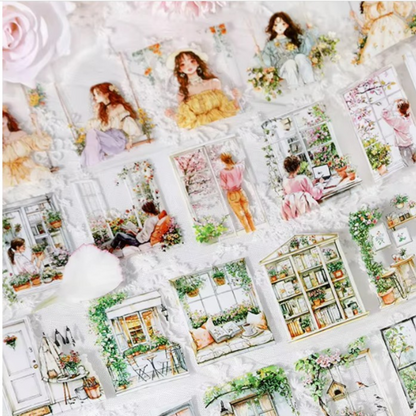 Spring Garden Decorative Roll Tape Character Stickers Sunny Sky Studio