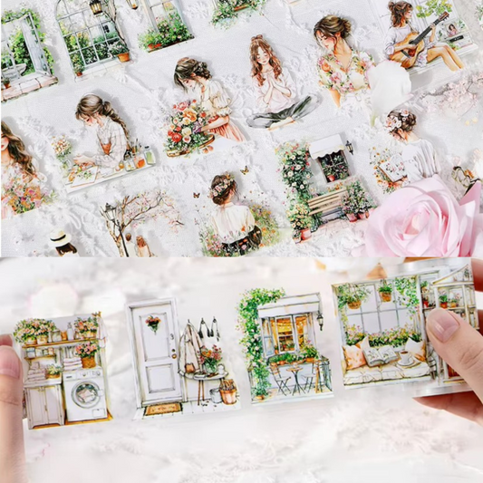 Spring Garden Decorative Roll Tape Character Stickers Sunny Sky Studio