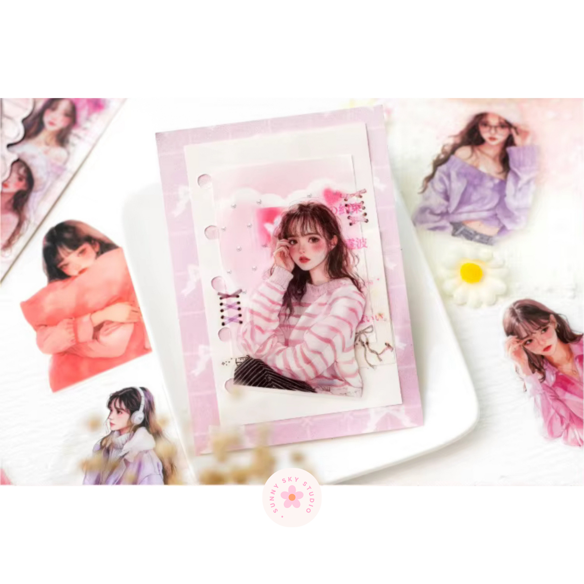 4 Packs - 30 Sheets Sticker Korean Girl Theme a Pack Sunny Sky Studio