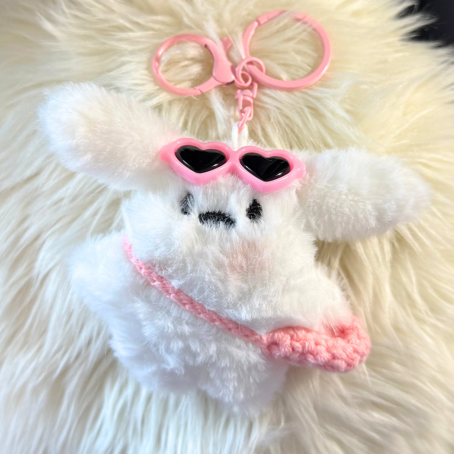 Kawaii Plush Keychain - PINK BEAR Sunny Sky Studio