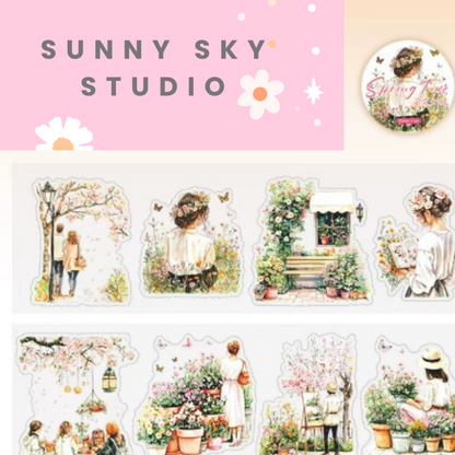 Spring Garden Decorative Roll Tape Character Stickers Sunny Sky Studio