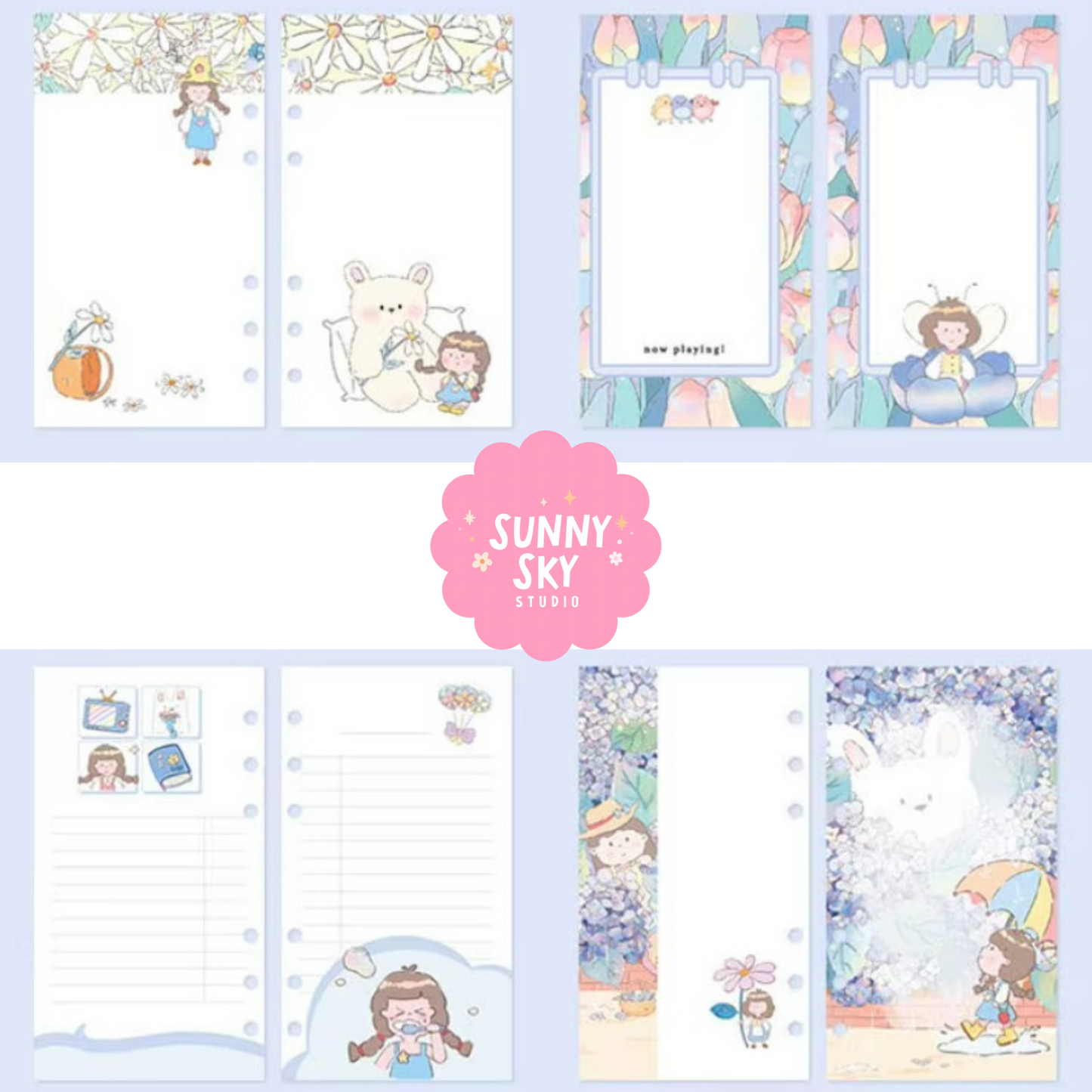 Vintage Loose-Leaf Sticker & Custom Notebook Gift Set – For Journaling & Planning - BLUE Sunny Sky Studio