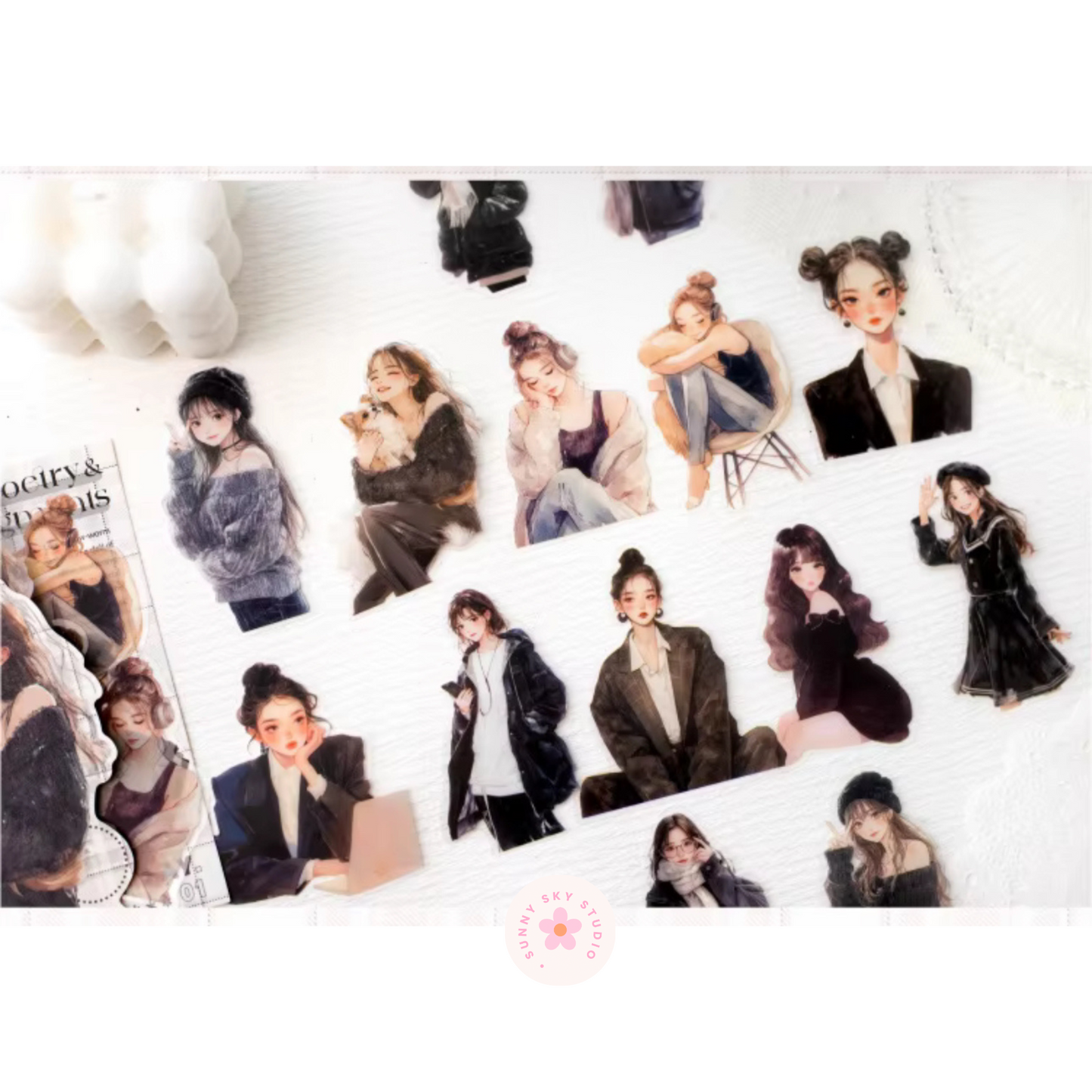 4 Packs - 30 Sheets Sticker Korean Girl Theme a Pack Sunny Sky Studio