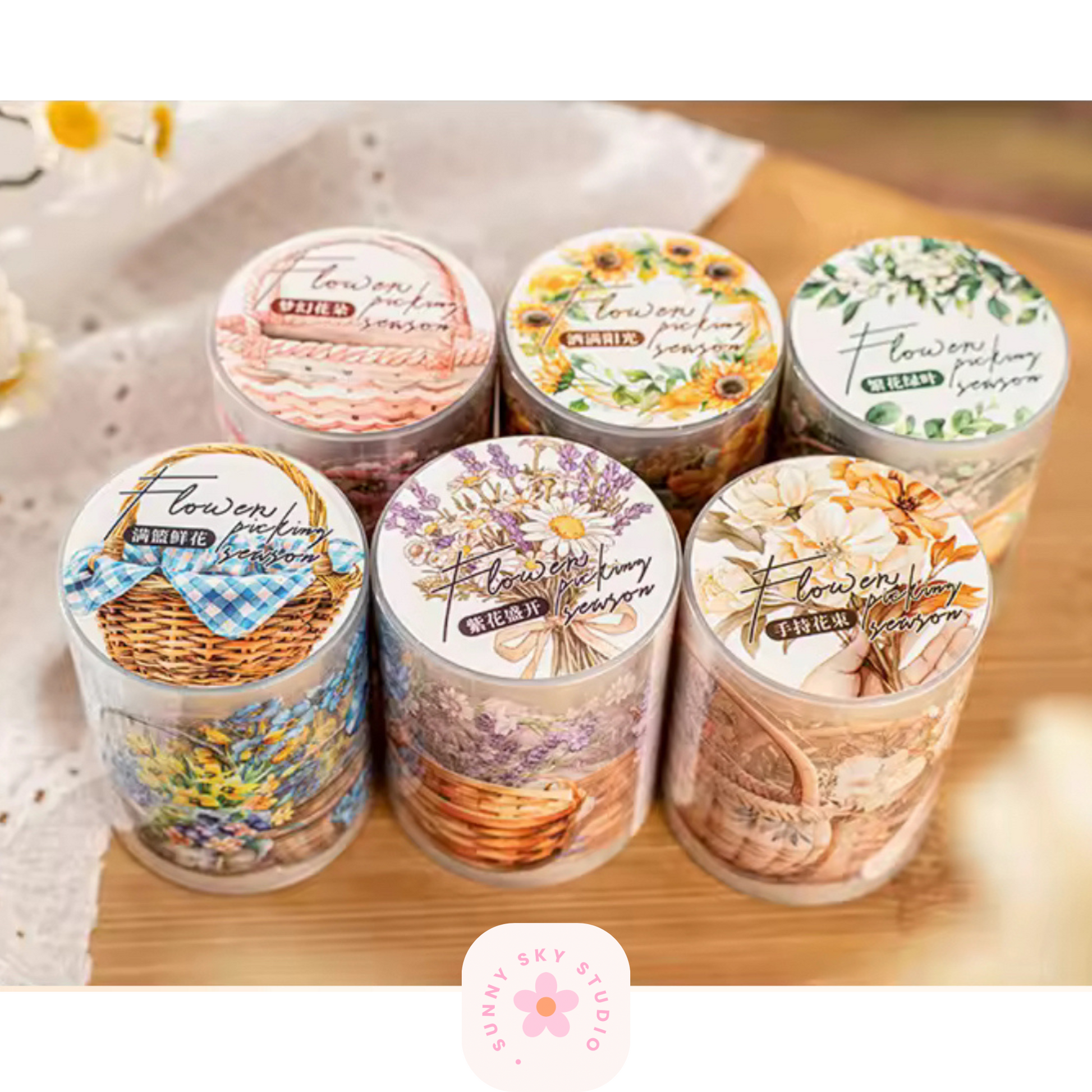 6 Rolls Washi Tape – Flower Picking Sunny Sky Studio