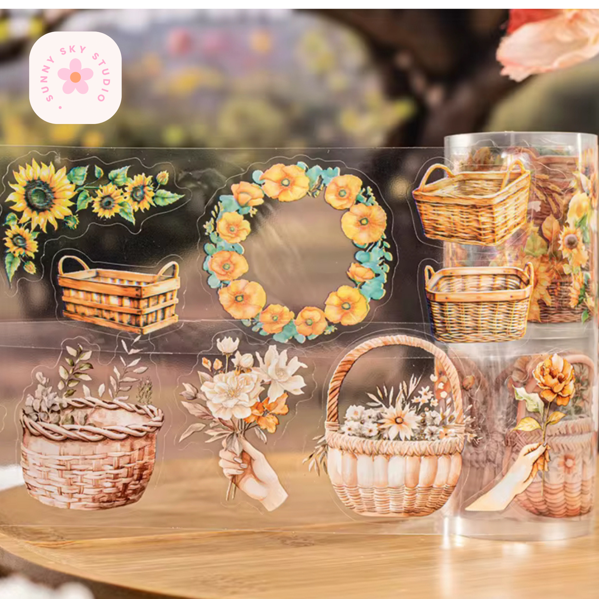 Floral Washi Tape Set:  6 ROLLS Sunny Sky Studio