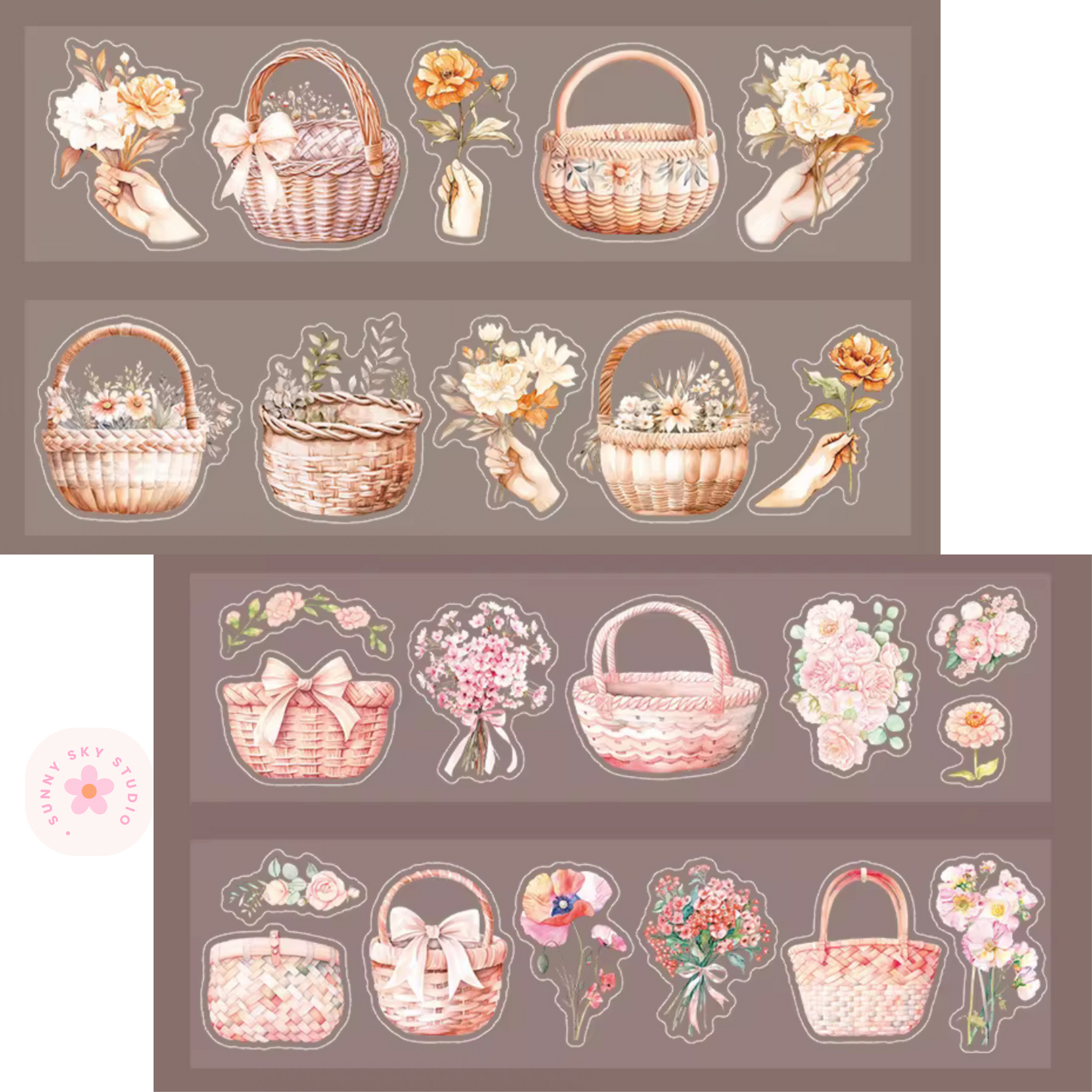 Floral Washi Tape Set:  6 ROLLS Sunny Sky Studio