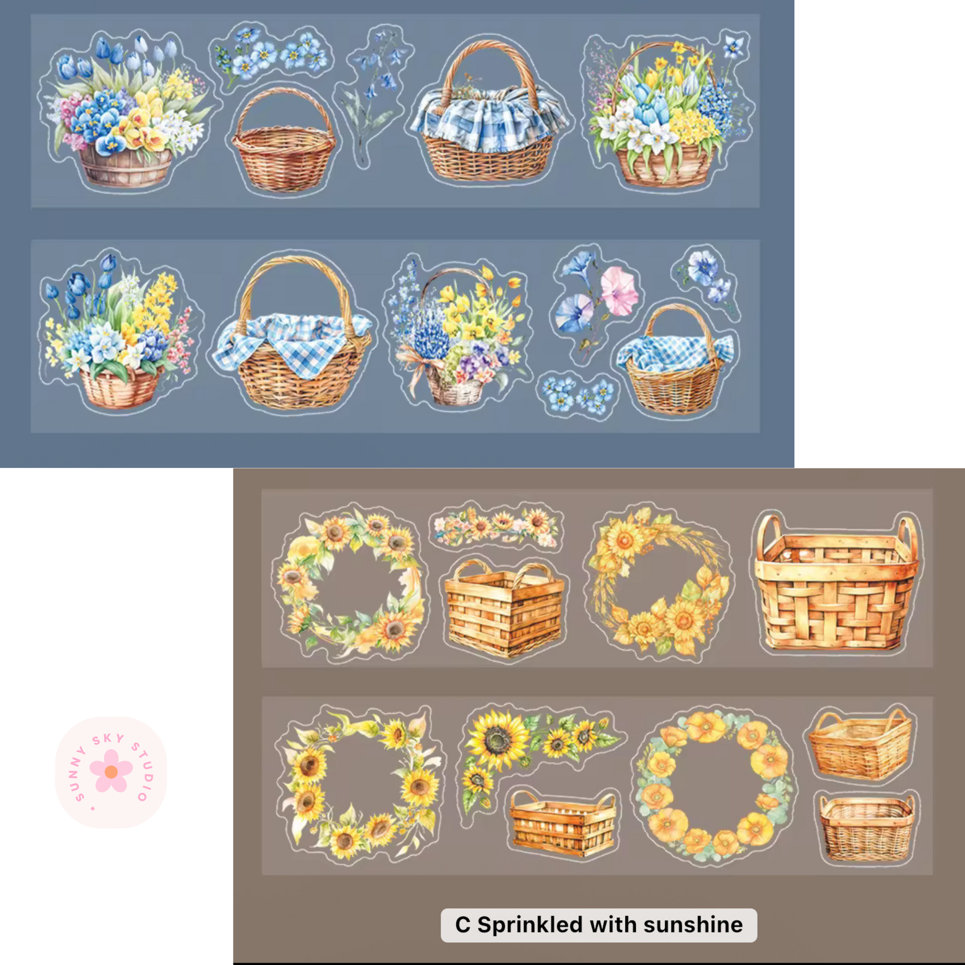 Floral Washi Tape Set:  6 ROLLS Sunny Sky Studio