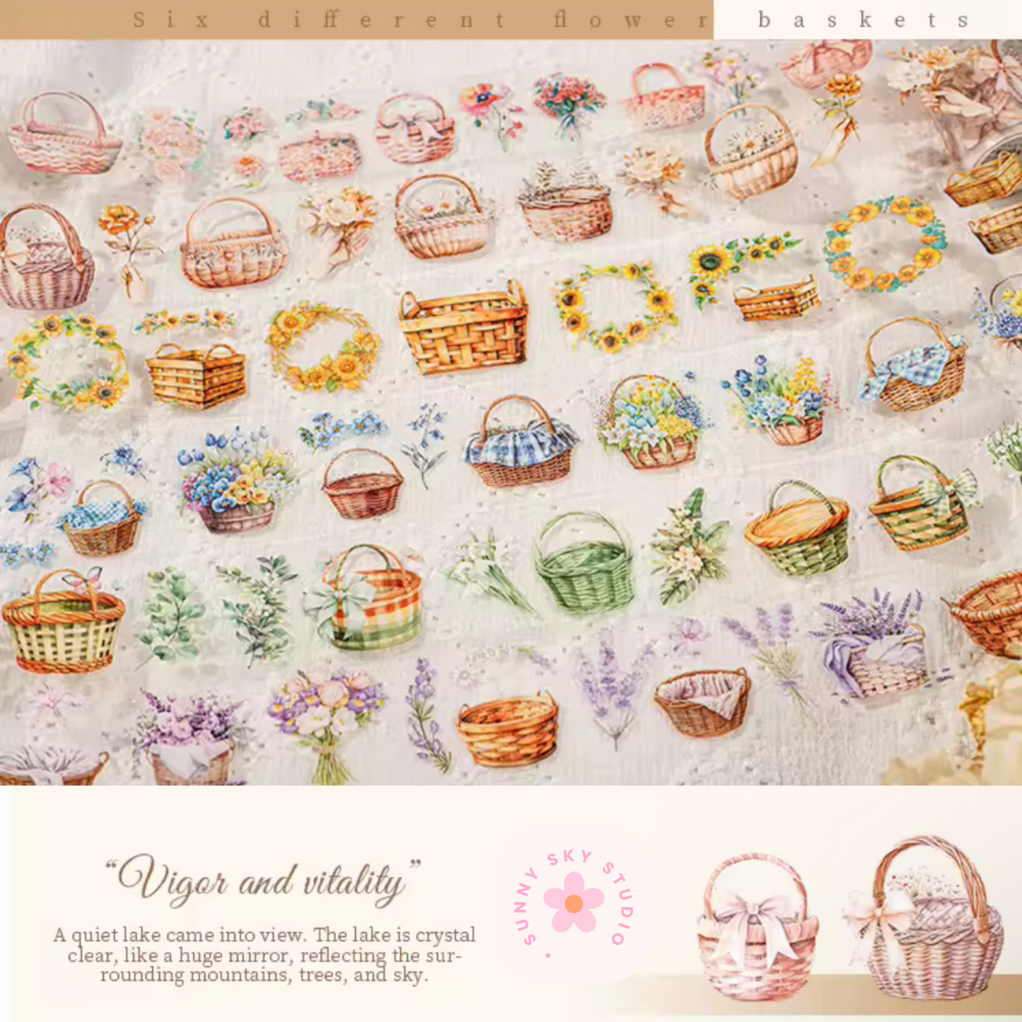 Floral Washi Tape Set:  6 ROLLS Sunny Sky Studio