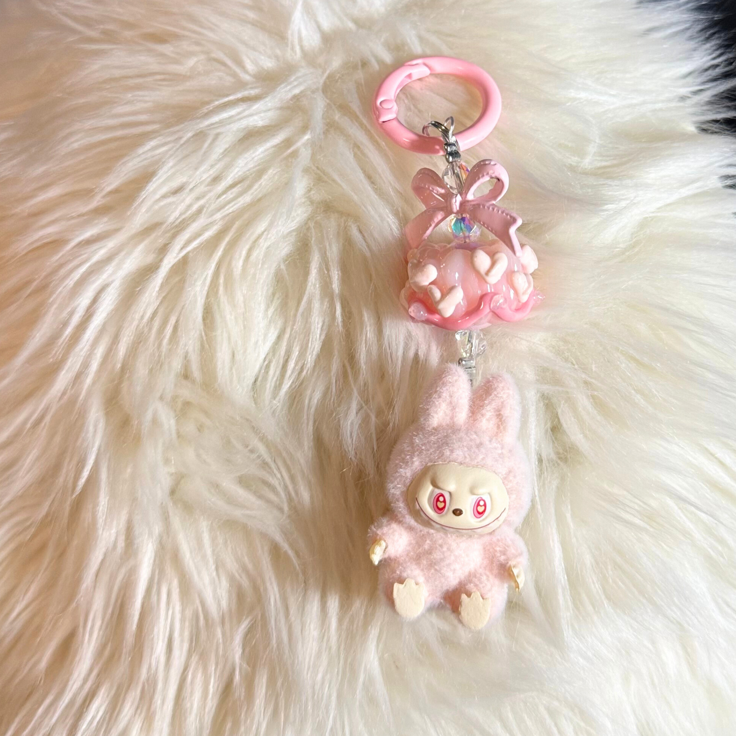 Mini Plush Cartoon Keychain - LIGHT PINK Sunny Sky Studio