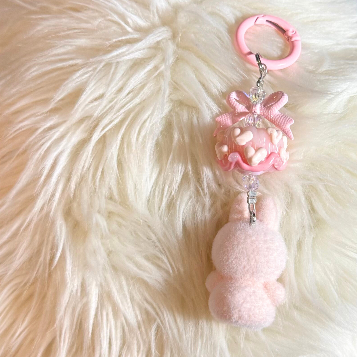 Mini Plush Cartoon Keychain - LIGHT PINK Sunny Sky Studio