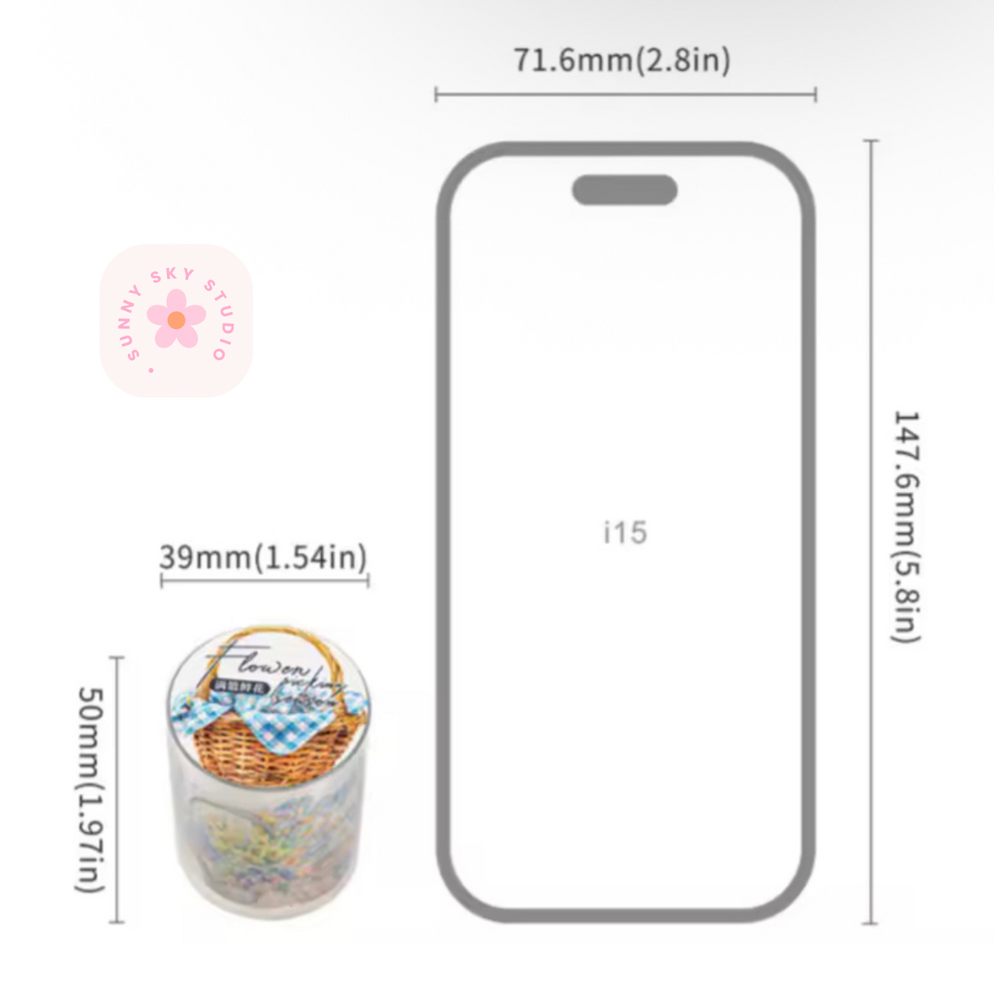 Floral Washi Tape Set:  6 ROLLS Sunny Sky Studio